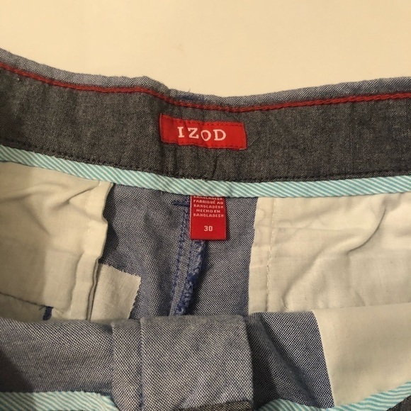 IZOD Mens Flat Front Blue Shorts Size 30 - Picture 4 of 6